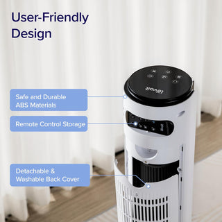 LEVOIT Tower Fan for Large Bedroom 42 Inch, 7.5m/s Powerful Electric Cooling Fan with Remote, 25 dB Quiet 90° Oscillating Bladeless Fan, 12 Speeds, 4 Modes, 12H Timer, Standing Fan for Home Office