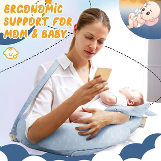 ANTOLE Multipurpose Nursing Pillow,Large Breastfeeding Pillow for More Support for Mom and Baby,Ergonomic Baby Feeding Pillow with Adjustable Waist Strap and Removable Cotton Cover (Grey)