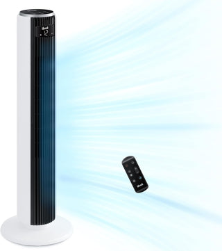 LEVOIT Tower Fan for Large Bedroom 42 Inch, 7.5m/s Powerful Electric Cooling Fan with Remote, 25 dB Quiet 90° Oscillating Bladeless Fan, 12 Speeds, 4 Modes, 12H Timer, Standing Fan for Home Office