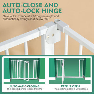 SKY-TOUCH Auto Close Safety Baby Gate, Extra Wide Child Gate 75-84cm + 30cm Extension Kit Maximum Suitable For 114cm, Baby Gates for Stairs & Doorways, Easy Install (Gate + 10cm Extension Kit)