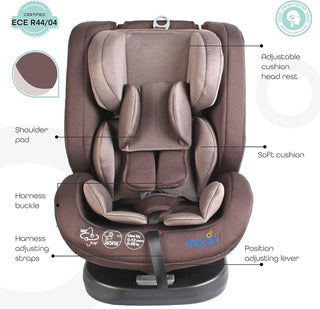 MOON Rover Car Seat – Baby Travel Gear Group 0-1-2-3 360 Degree Carrier w/Isofix 0-12yr Safety Products Rear & Forward Convertible Accessories - Grey