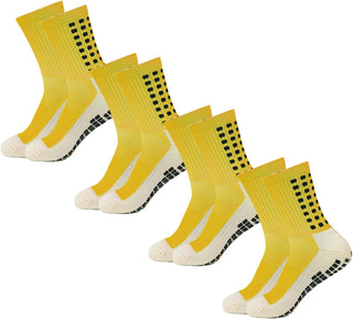 Yufree Men's Soccer Socks Anti Slip Non Slip Grip Pads for Football Basketball Sports Grip Socks, 4 Pair