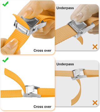 3 Pack Lashing Straps (3.8cm x 3 M) - Cam Straps and Ratchet Straps for Kayak Trailer, Roof Rack, and Car Tie Down Straps Up to 600lbs