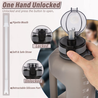 GIFUBOWA Half Gallon Water Bottle with Handle and Straw 74oz Big Sport Water Jug Large Motivational 2.2l Bpa Free Leakproof Bottles for Gym Yoga Camping Outdoor Travel