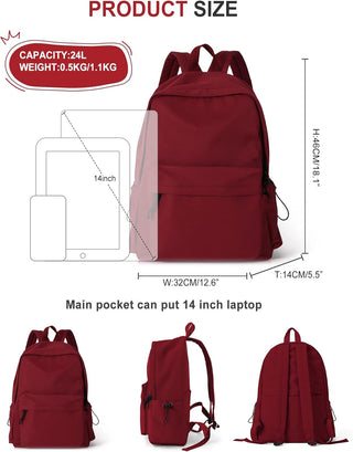 VECAVE Lightweight Casual Laptop Backpack Purse for Women,Travel Backpack with laptop compartment