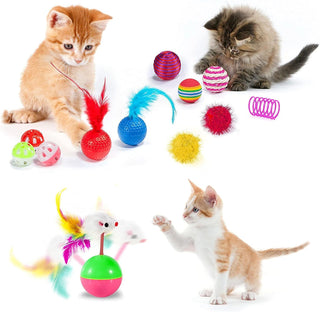 STOREAL 14 PCS Cat Toys for Indoor Cats, Kitten Toys, Interactive 3 Level Cat Roller Exerciser,Cat Teaser Ball Toys, Catnip fish, Cat Mouse and Retractable Cat Feather Wand