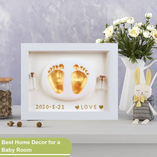 Ywhalep Baby Handprint and Footprint Makers Kit Keepsake for Newborn Boys & Girls, Personalized Baby Frame Ornament, Memory Art Baby Gifts for Baby Registry Nursery Décor