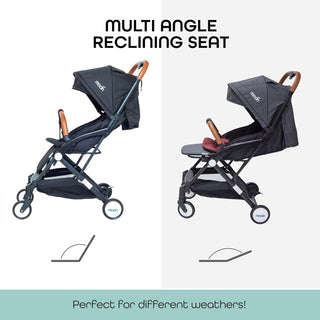 MOON Ritzi Light Weight Travel Cabin Stroller/Pushchair for Baby/Kids/Toddler from 0 Months+ Upto 15 kg, Black/Blue Dots
