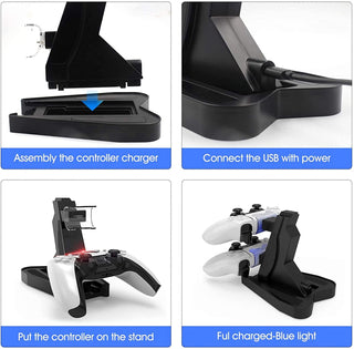 eWINNER Controller Charger Dock LED Dual USB PS4 Charging Stand Station Cradle for Sony Playstation 4 PS4 / PS4 Pro /PS4 Slim Controller