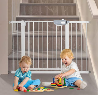 SKY-TOUCH Auto Close Safety Baby Gate, Extra Wide Child Gate 75-84cm + 30cm Extension Kit Maximum Suitable For 114cm, Baby Gates for Stairs & Doorways, Easy Install (Gate + 10cm Extension Kit)