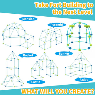 AM ANNA Fort Building Kit Glow In The Dark, 86pcs Fort Building Kit Gifts for 6+ Kids Toys, STEM Fort Builder Toys Outdoor Toys for Kids 4-8, Magic Forts DIY Building Toys (Luminous Fort Building Kit)