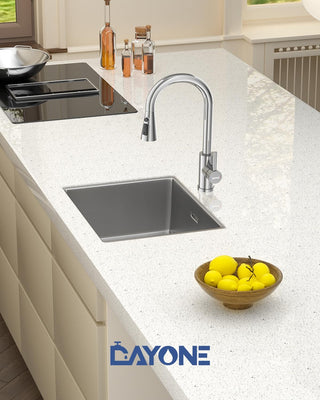 DAYONE Waterfall Kitchen Sink Tap with Pull Out Sprayer, Matte Black Kitchen Faucet Raindance 3 Modes, Modern Stainless Steel 1 Hole Sink Mixer, 360° Swivel & Single Handle, DAY-CR2546