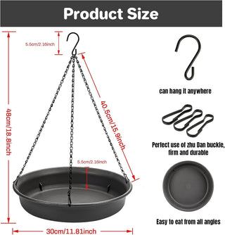 MAKINGTEC Bird Bath Hanging Bird Feeder - Garden Bird Bat Bird Feeder Plate Hanging Tray Bird Bath Tray Hanging Bird Water or Bird Seed Hanging Bird Baths for Outdoors (Beige)