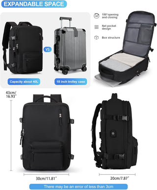 Dorany Extra Large Travel Backpack for Women as Person Item Flight Approved, 40L Carry On Backpack, 17 Inch Laptop Backpack, Waterproof Backpack, Hiking Backpack, School Bag
