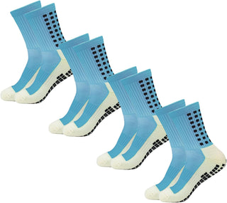 Yufree Men's Soccer Socks Anti Slip Non Slip Grip Pads for Football Basketball Sports Grip Socks, 4 Pair
