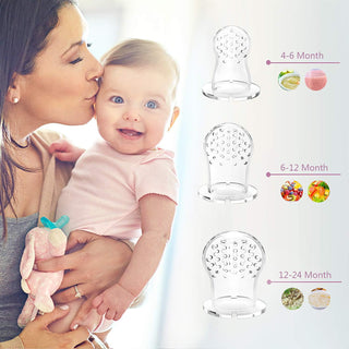 HLenyoy 2 PCs Baby Food Fruit Feeder Pacifier with 3 PCs Replacement Silicone Pouches Fresh Food Teething Toy for Toddlers Infant