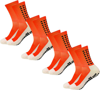 Yufree Men's Soccer Socks Anti Slip Non Slip Grip Pads for Football Basketball Sports Grip Socks, 4 Pair