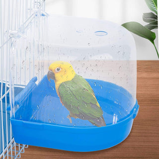 ECVV Buring Bird Bath Box Parakeet Caged Bird Shower Bathing Tub Hanging Device with Water Inject Hole for Small Birds Canary Budgies Parrots