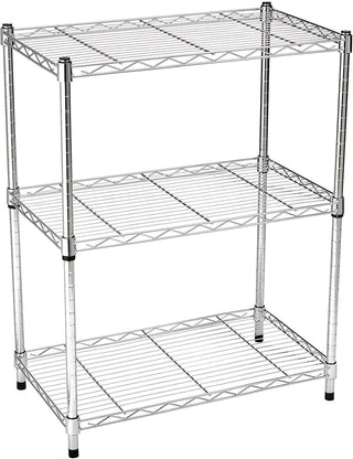 Amazon Basics 3-Shelf Adjustable, Heavy Duty Storage Shelving Unit (113.3 kilograms loading capacity per shelf), Steel Organizer Wire Rack, Black, 58.9 x 34 x 193.5 centimeters
