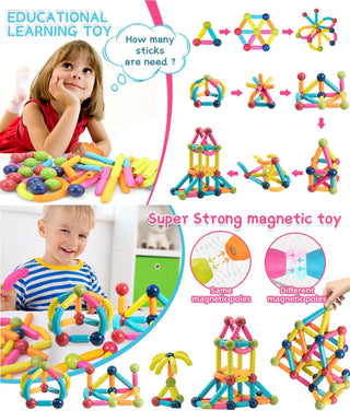 Joytechs Magnetic Balls and Rods Set - 42Pcs STEM Building Blocks for Kids Age 3+ | Educational Magnetic Toys for Boys & Girls | Includes Model Instructions and Storage Bag