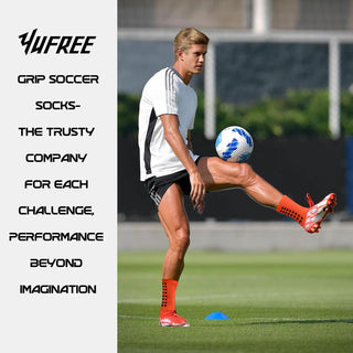 Yufree Men's Soccer Socks Anti Slip Non Slip Grip Pads for Football Basketball Sports Grip Socks, 4 Pair