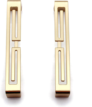 Mou 4 Pcs of Chinese Cabinet Hardware Handles, Drawer Pulls, Closet Handles Stylish Golden Copper Handles Double-Hole Handle