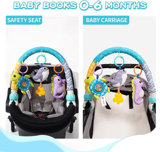 AM ANNA Baby Stroller Arch Toy, Car Seat Toys for Babies 0-12 Months,Activity Musical Arch Toy with Animal Accessories, Sensory Travel Crib Bouncer Bassinet Toys for Toddler Boy Girl