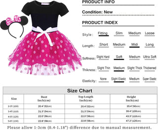WonderBabe Girl Costume Polka Dots Tulle Tutu Dresses Princess Fancy Dress Up Halloween Birthday Party Dress with Ears Headband