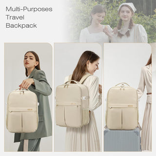 SPAHER Cabin Bag 40x30x20 Wizzair Underseat Laptop Backpack 15.6 Inch for School Carry On Bag Luggage Travel Backpack Hand Luggage Backpack Casual Daypack Approved Holdall Rucksack Flight Bag Beige