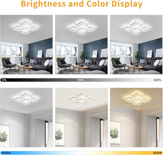 Qcyuui Dimmable Modern Ceiling Light, Acrylic LED Round Flush Mount Lighting Fixtures, 56W 4-Lights 56cm Indoor White Ceiling Lamp with Remote for Living Room Kitchen Bedroom Dining Room Office