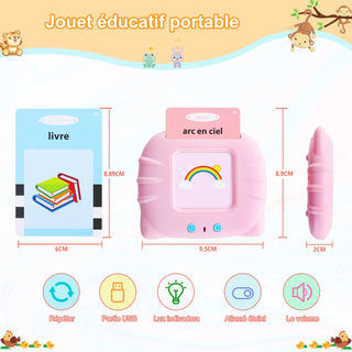 Talking Flash Cards Learning Toys for Toddlers 1-6 Year Old,British English, 224 Words, Audible Educational Toys, Preschool Learning Resource Electronic Interactive Toy Birthday Gifts for Kids-Pink