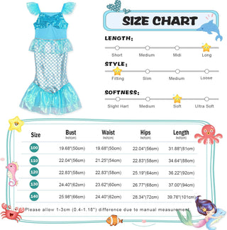 WonderBabe Little Girl Mermaid Princess Dresses Ariel Costume for Grils Birthday Party Halloween Cosplay Outfit with Accessories