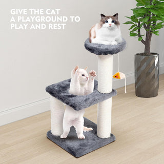 SKY-TOUCH Cat Tree Tower｜Durable Cat Condo with Sisal Scratching Posts｜Cozy Cat House,｜Ladder & Resting Platforms for Indoor Use | Assembly accessories｜120×49×39cm,Gray