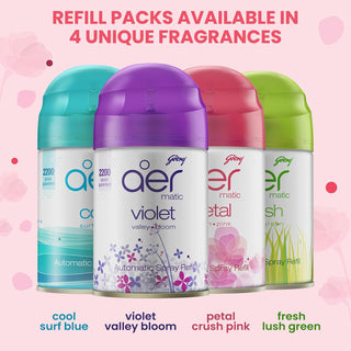 Godrej aer Matic, Automatic Air Freshener Kit With Flexi Control - Petal CrUSh Pink (225 Ml)