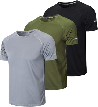 Gaiatiger 3 Pack Men T-Shirt Quick Dry Work Shirts Moisture Wicking Active Athletic Training Short Sleeve Tops