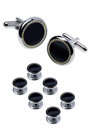 Men's Cufflinks French Shirt Round Drip Shell Cufflinks Cufflink Combo 8 Piece Set