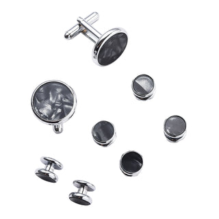 Men's Cufflinks French Shirt Round Drip Shell Cufflinks Cufflink Combo 8 Piece Set