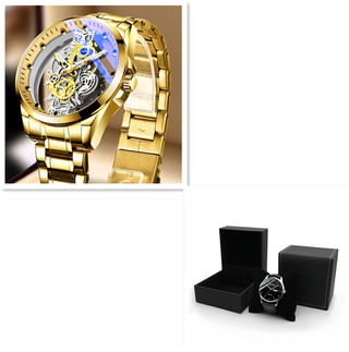 Men Watch Skeleton Automatic Quartz Watch Gold Skeleton Vintage Man Watch Mens Watches Top Brand Luxury