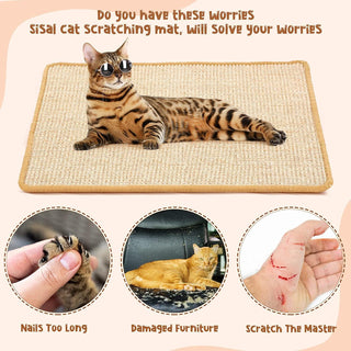 Cat Scratcher Mat, 23.6 X 15.7 Inch Natural Sisal Cat Scratch Mats, Horizontal Cat Floor Scratching Pad Rug, Protect Carpets and Sofas