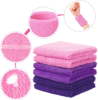6 Pack Wrist Sweatbands Tennis Wrist Bands Absorbent Sweatbands for Football Basketball Running Athletic Sports and Working Out