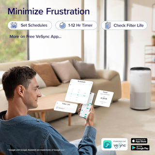 LEVOIT Air Purifiers for Large Home Bedroom 83m², CADR 400m³/h, Alexa Enabled, H13 HEPA Filter with PM2.5 Intelligent Air Quality Sensor, Removes 99.97% Pollen Allergy Dust Smoke Pet, Auto Mode, White