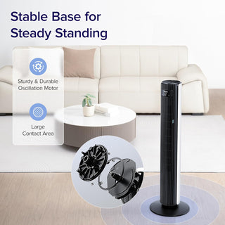 LEVOIT Tower Fan for Large Bedroom 42 Inch, 7.5m/s Powerful Electric Cooling Fan with Remote, 25 dB Quiet 90° Oscillating Bladeless Fan, 12 Speeds, 4 Modes, 12H Timer, Standing Fan for Home Office