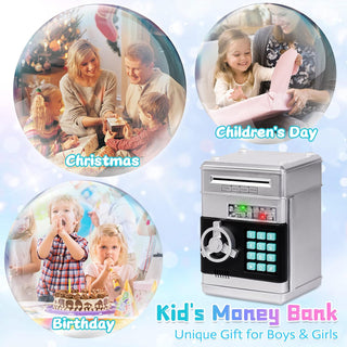 Refasy Piggy Bank for Girls 4-11 Years Old,Refasy Kids Safe Bank for Boys Christmas Birthday Gifts Toy for Kids Electronic ATM Money Bank for Adults Money Saving Box Safe Coin Bank Toy Kids Toys Pink