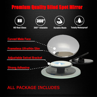 Ampper Blind Spot, 2" Round HD Glass Convex Rear View Mirror | Car | Pack of 2