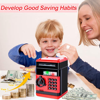 Refasy Piggy Bank for Girls 4-11 Years Old,Refasy Kids Safe Bank for Boys Christmas Birthday Gifts Toy for Kids Electronic ATM Money Bank for Adults Money Saving Box Safe Coin Bank Toy Kids Toys Pink