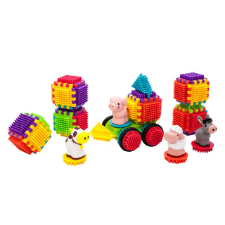 PicassoTiles 120pcs HedgehogTiles Building Block, Stacking Interlock Teeth Construction Sensory Gift STEM Toy for Kids Toddlers Age 3 + PTB120
