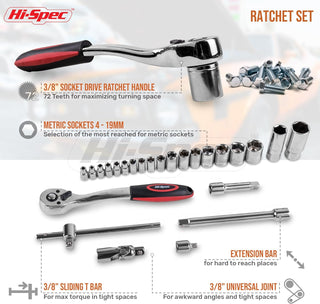 Hi-Spec Tools 67-Pc Auto Mechanics Tool Set - A Car Tools Repair Essential, Packed with Auto Mechanics Tools for Daily Maintenance, Car Tools Kit Mechanic in Car Tool Kit Box for on-the-go Readiness