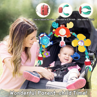 AM ANNA Baby Stroller Arch Toy, Car Seat Toys for Babies 0-12 Months,Activity Musical Arch Toy with Animal Accessories, Sensory Travel Crib Bouncer Bassinet Toys for Toddler Boy Girl