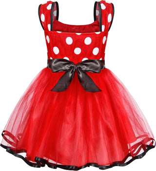 WonderBabe Girl Costume Polka Dots Tulle Tutu Dresses Princess Fancy Dress Up Halloween Birthday Party Dress with Ears Headband