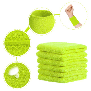6 Pack Wrist Sweatbands Tennis Wrist Bands Absorbent Sweatbands for Football Basketball Running Athletic Sports and Working Out